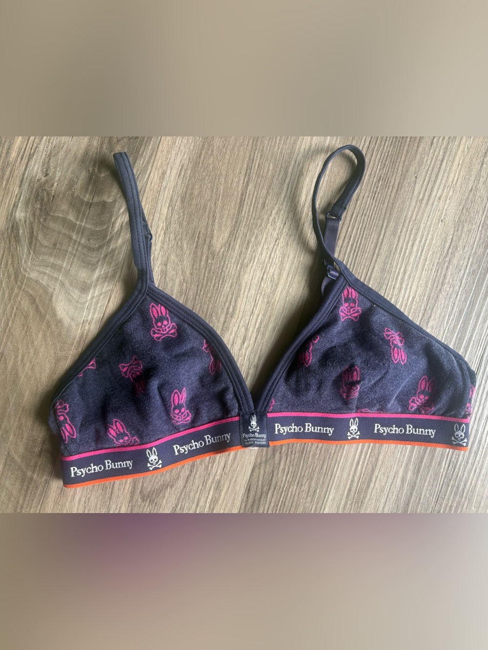 Psycho Bunny Navy Bralette with Pink Bunny Motif